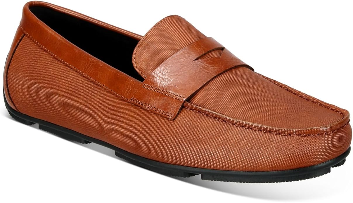 Alfani Mens Brown Penny Comfort Iker Round Toe Slip On Loafers